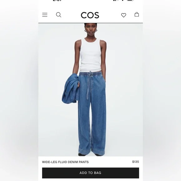 COS | Jeans | Nwt Cos Wide Leg Fluid Denim Pants Size 6
